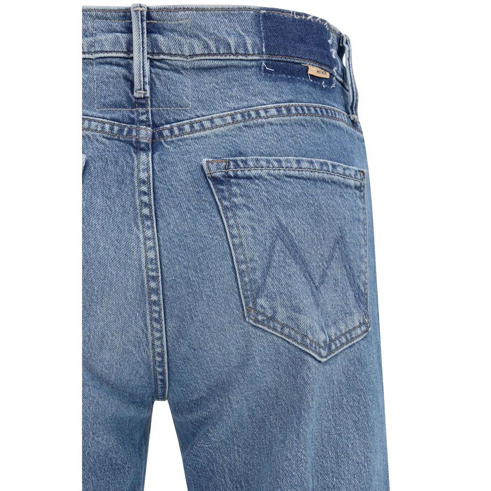 Mother Denim Blue Cotton Straight-Leg Jeans