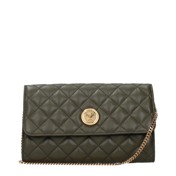 Versace Green Leather Clutch Bag