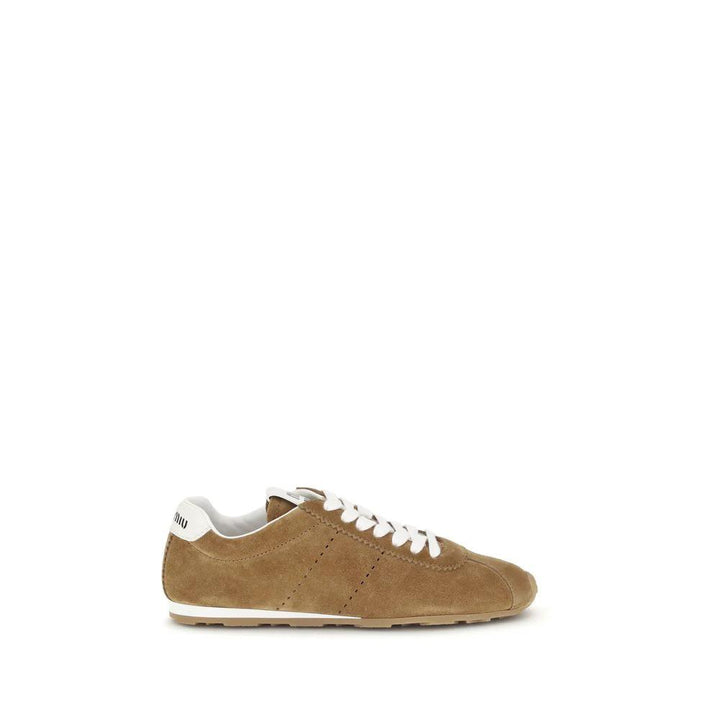 Miu Miu Brown Calf Leather Bos Taurus Athletic Sneakers
