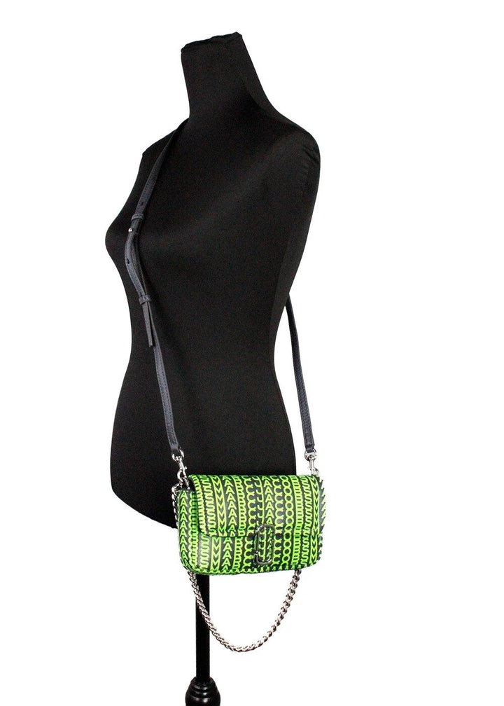 Marc Jacobs Neon Green The Monogram Leather J Marc Mini Shoulder Bag Crossbody