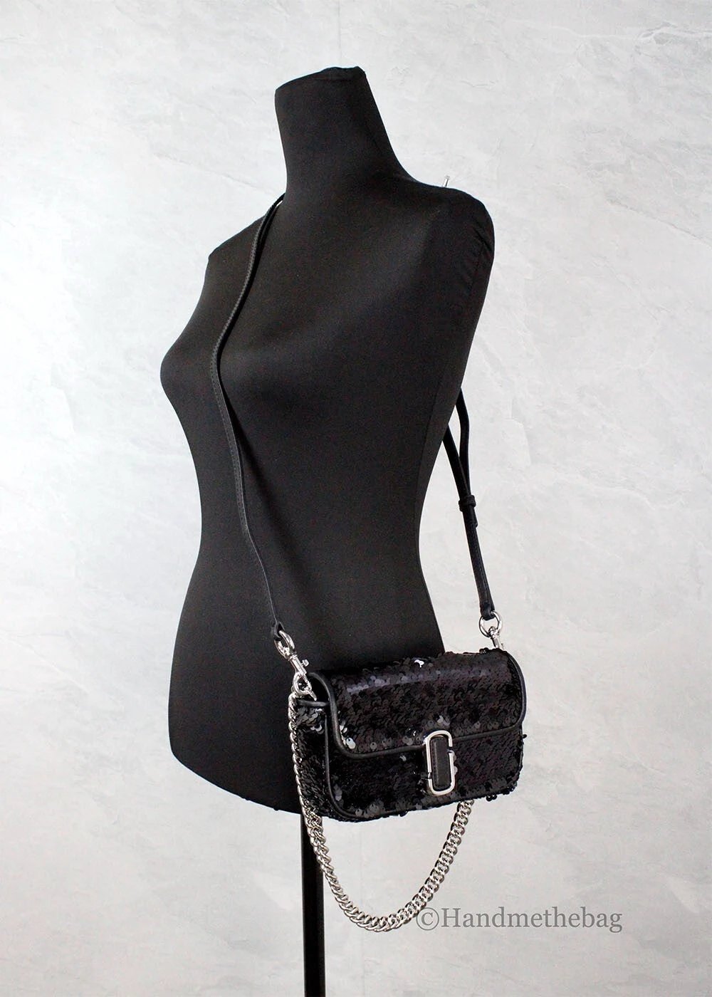 Marc Jacobs The Mini J Marc Shoulder Bag Black Sequined Crossbody Bag