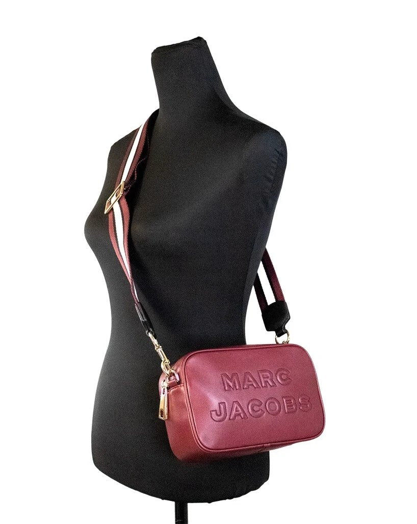 Marc Jacobs Flash Pomegranate Smooth Leather Embossed Camera Crossbody Bag Purse