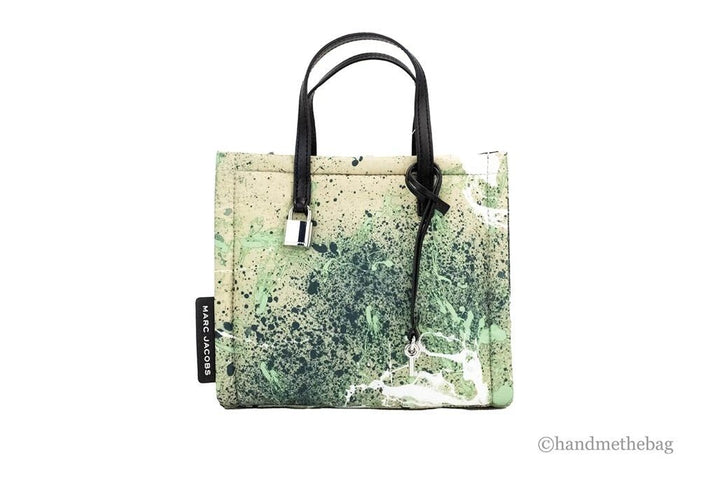 Marc Jacobs Mini Green Multi Splatter Paint Print Nylon Crossbody Tote Handbag