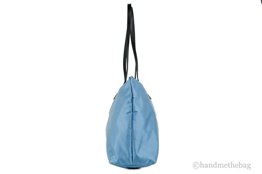 Versace Portuna Medusa Medium Cornflower Blue Nylon Leather Tote Bag Purse