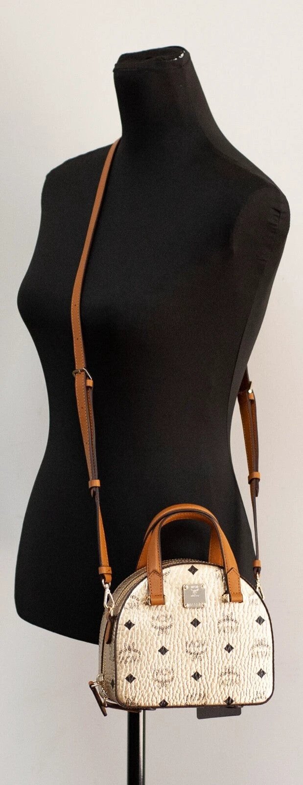 MCM Half Moon Mini Round Top Tote Crossbody Bag