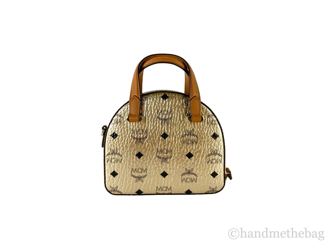 MCM Half Moon Mini Round Top Tote Crossbody Bag