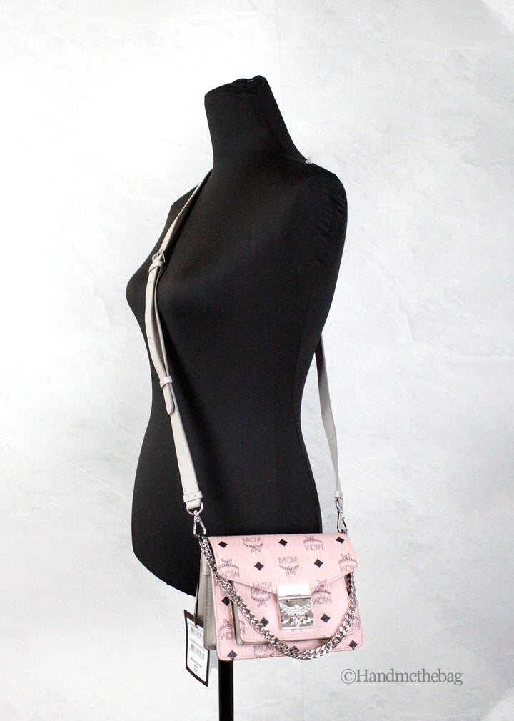 MCM Signature Patricia Leather Mini Flap Lock Crossbody Bag