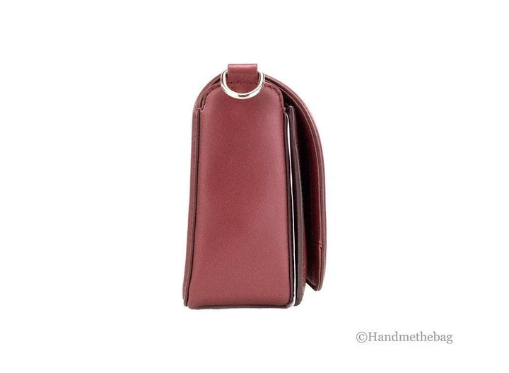 Marc Jacobs Medium Metal Signet Syrah Smooth Leather Flap Crossbody Purse Bag