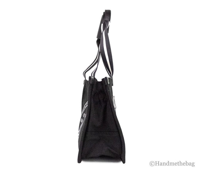 Marc Jacobs Medium Black Canvas Fabric Shoulder Convertible Tote Purse Bag