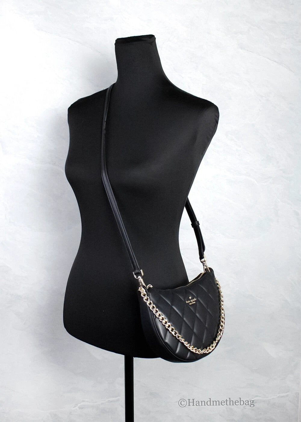 Kate Spade Carey Small Black Quilted Leather Zip Top Crossbody Bag