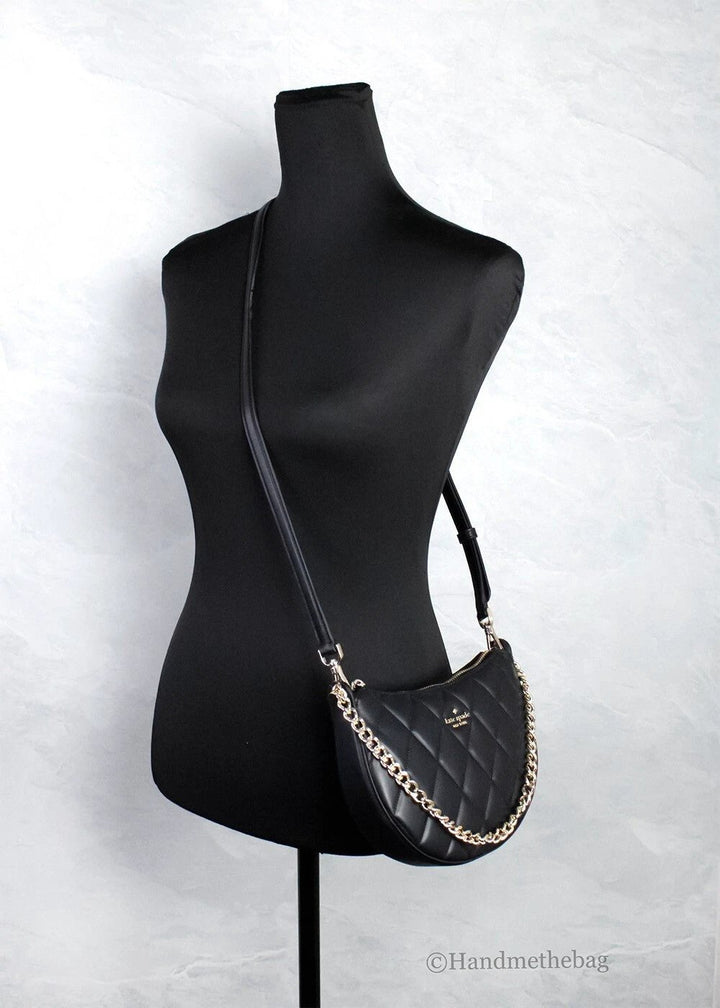 Kate Spade Carey Small Black Quilted Leather Zip Top Crossbody Bag