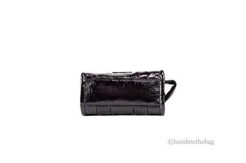 Marc Jacobs The Shiny Crinkle Micro Tote Black Leather Crossbody Bag Handbag