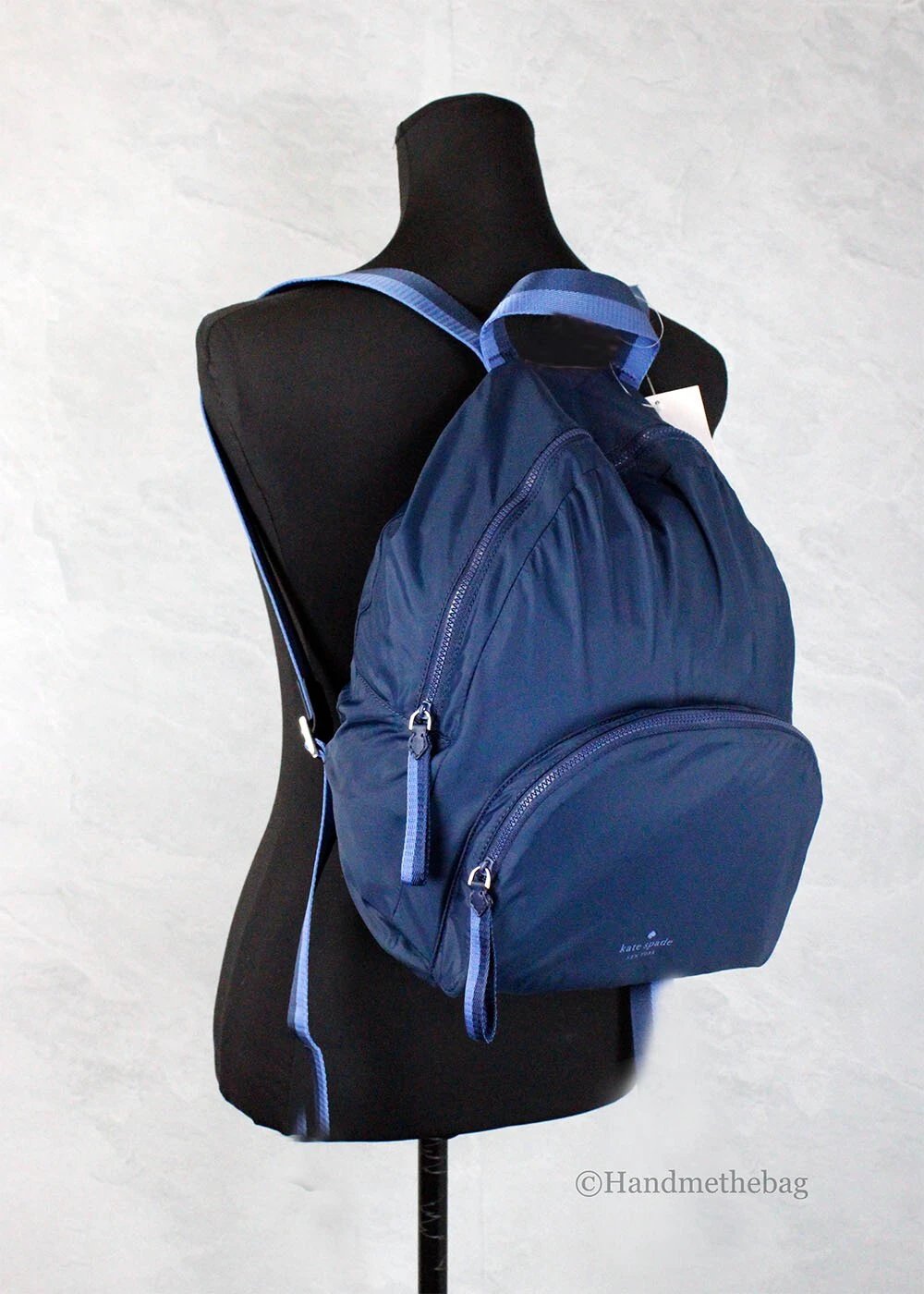 Kate Spade Arya Medium Nylon Nightcap Blue Packable Backpack BookBag Bag