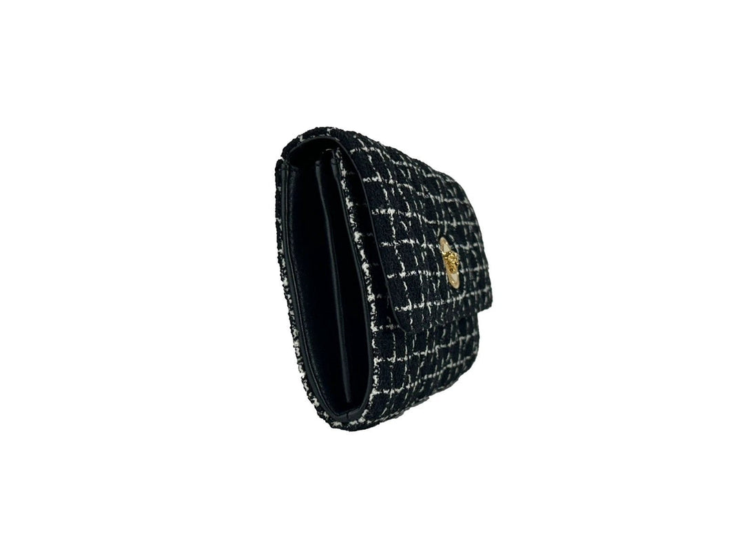 Versace Wallet On A Chain Fabric Black Crossbody Bag