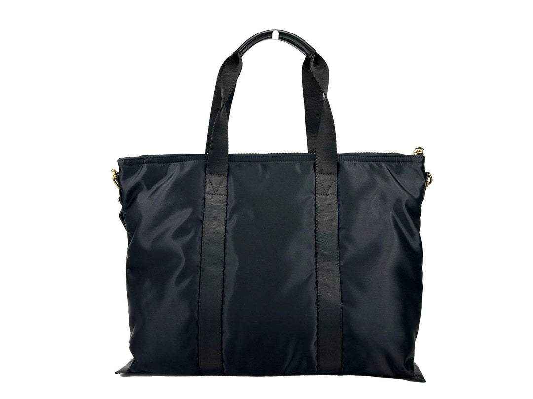 Versace Black Nylon Fabric La Medusa Shoulder Tote Bag