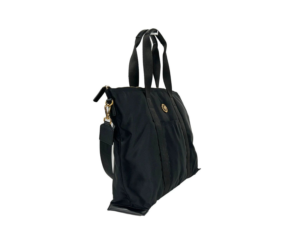 Versace Black Nylon Fabric La Medusa Shoulder Tote Bag