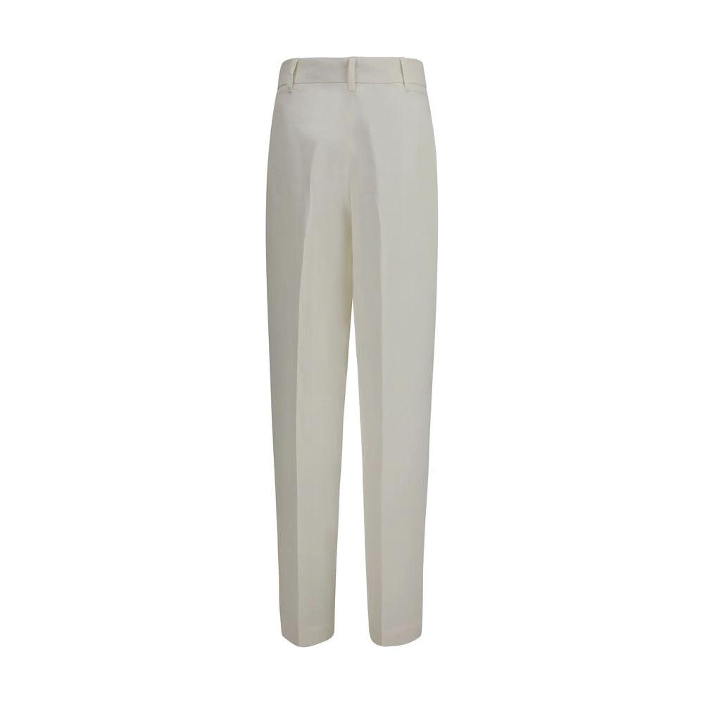 Max Mara White Linen Casual Pants