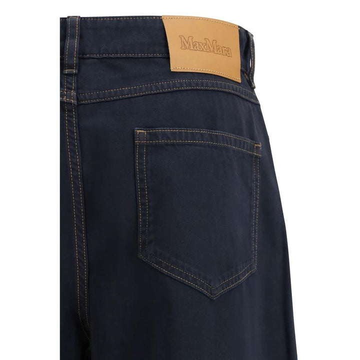 Max Mara Blue Cotton Casual Pants