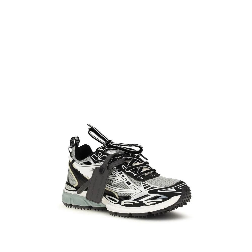 Off-White Gray Polyurethane Athletic Sneakers