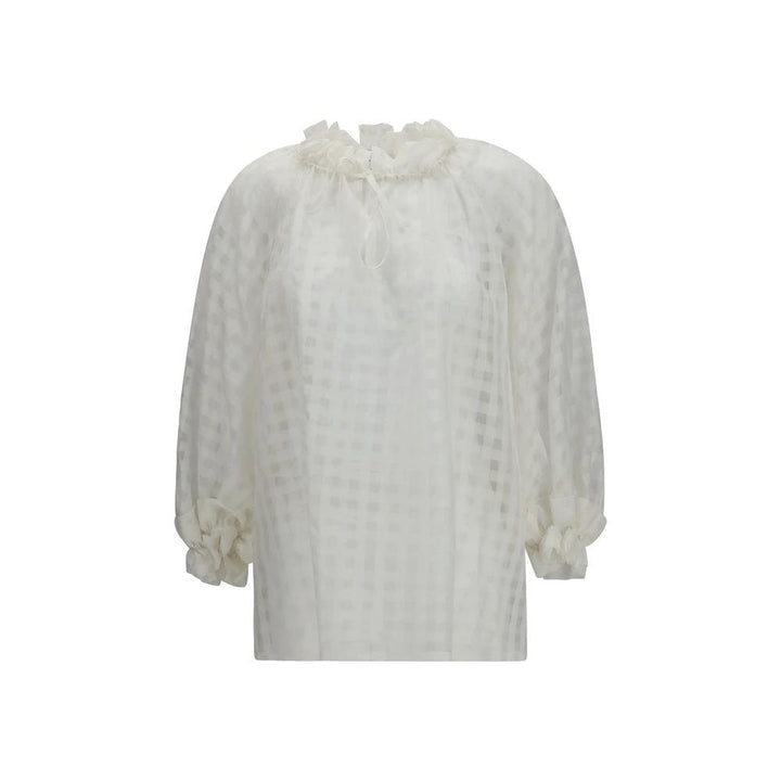 Sara Roka White Cotton Pattern Shirt