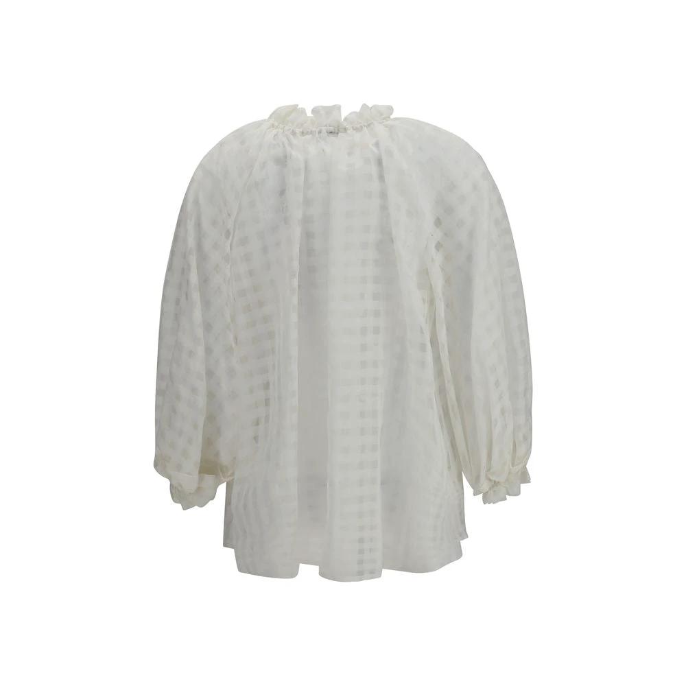 Sara Roka White Cotton Pattern Shirt