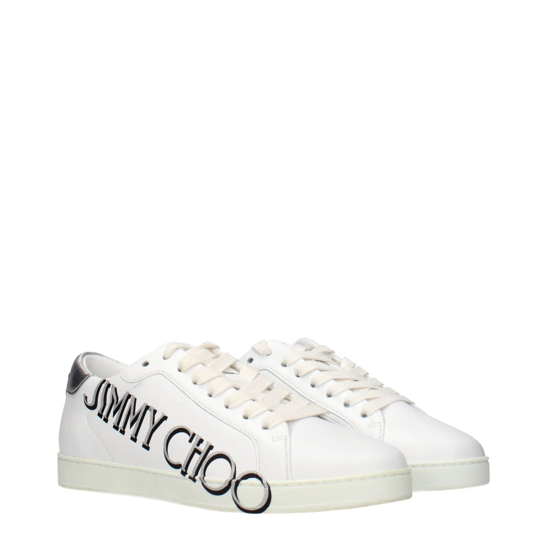 Jimmy Choo White Leather Low Top Sneakers