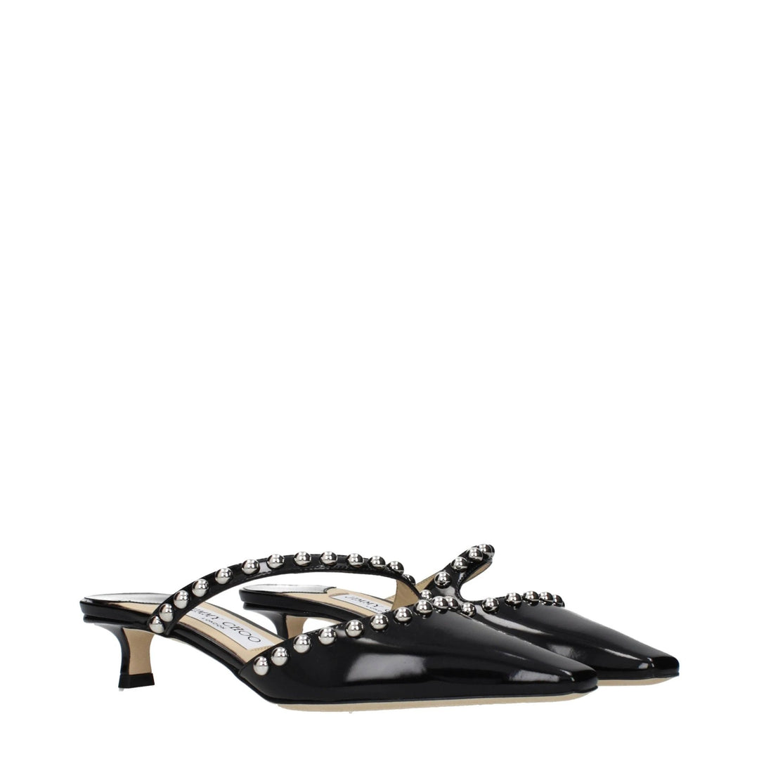 Jimmy Choo Black Leather Flat Sandals