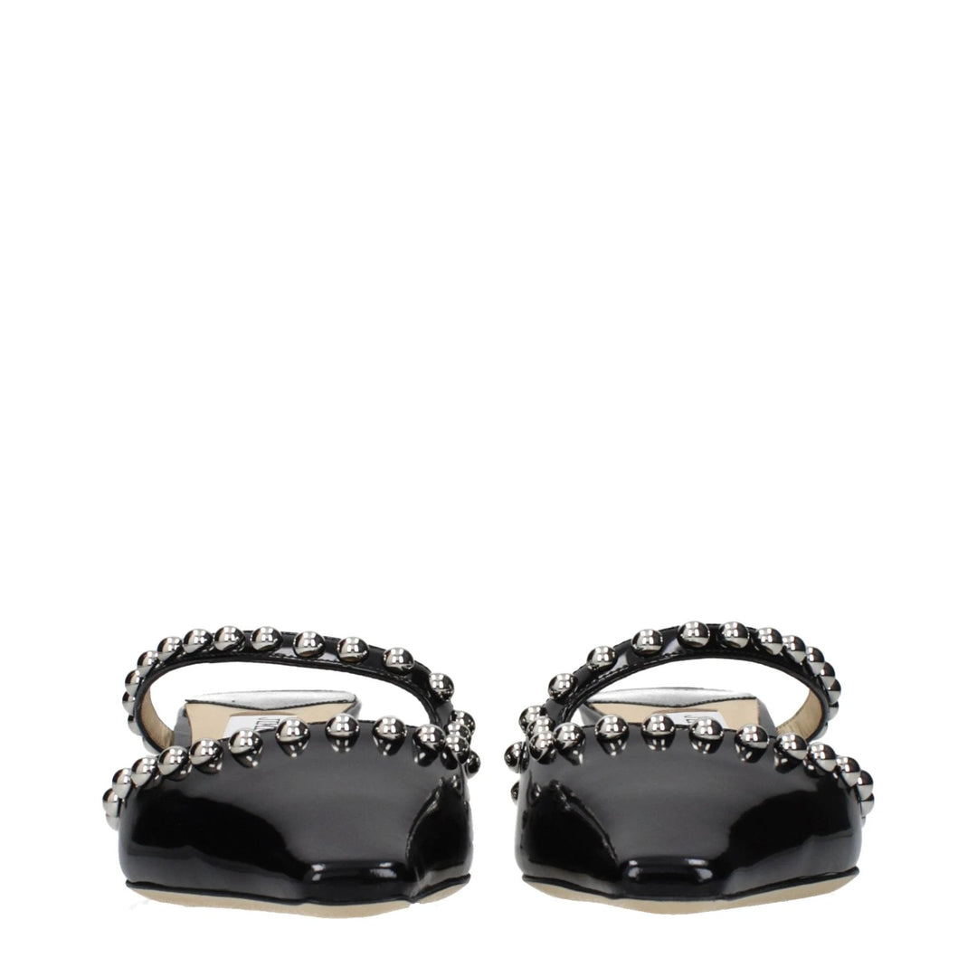 Jimmy Choo Black Leather Flat Sandals