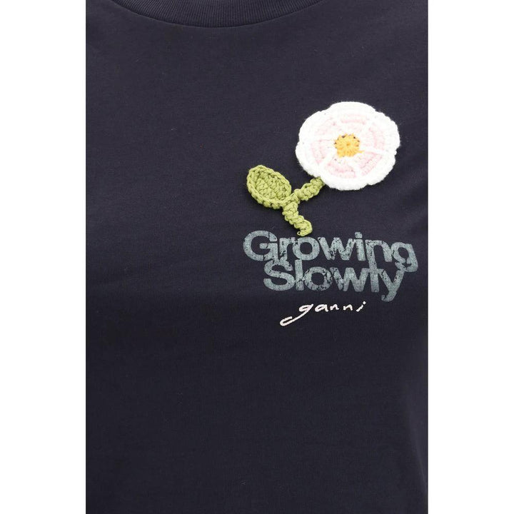 Ganni Black Cotton T-Shirt
