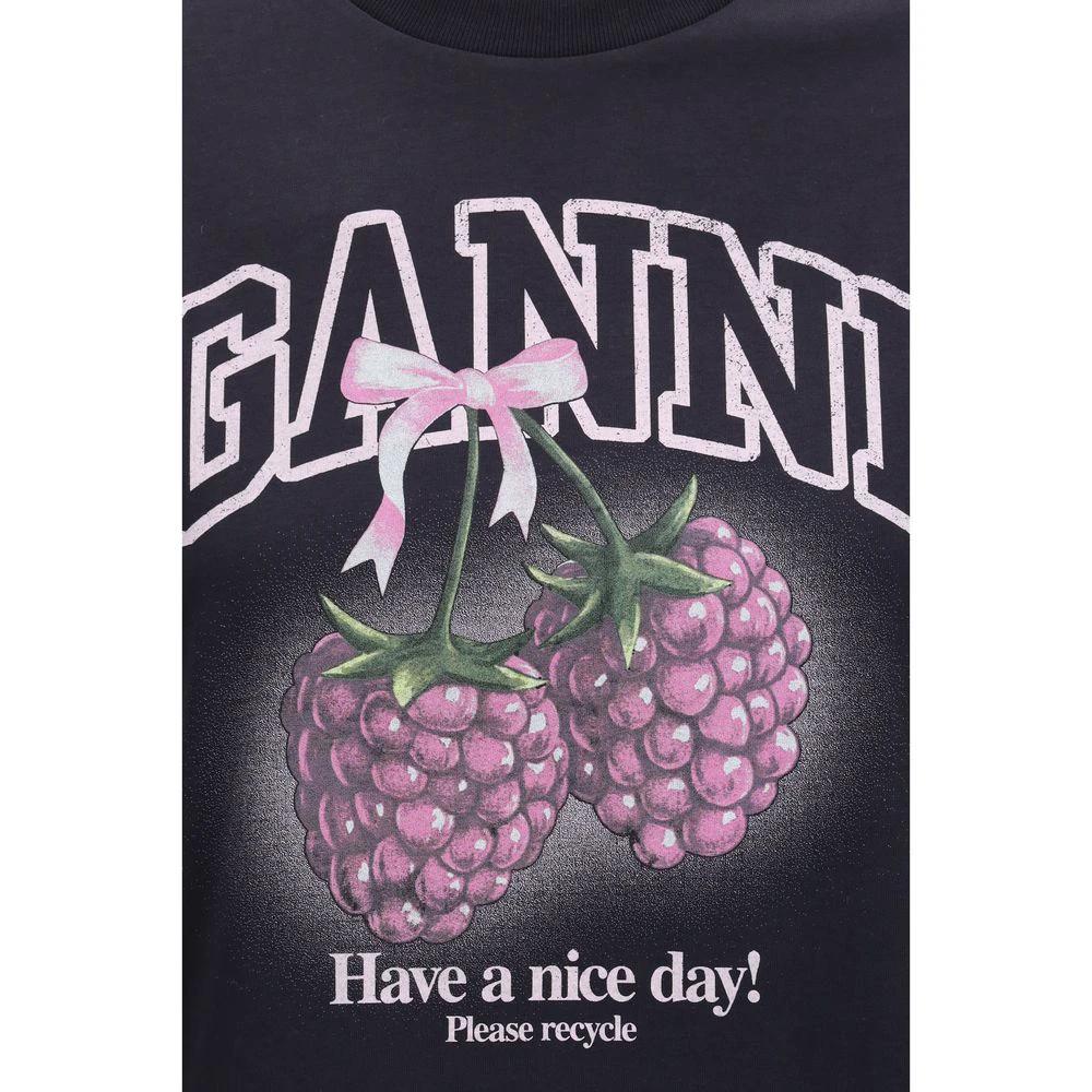 Ganni Gray Cotton T-Shirt