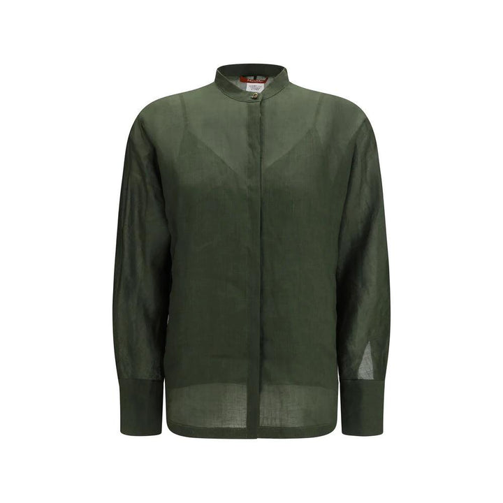 Max Mara Bicolor Ramie Dress Shirt