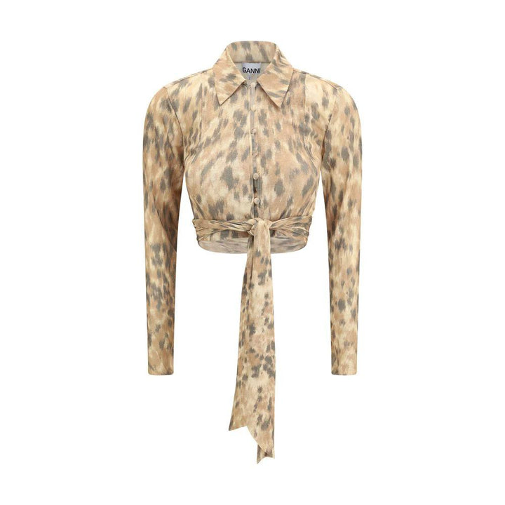 Ganni Beige Recycled Polyester Blouse