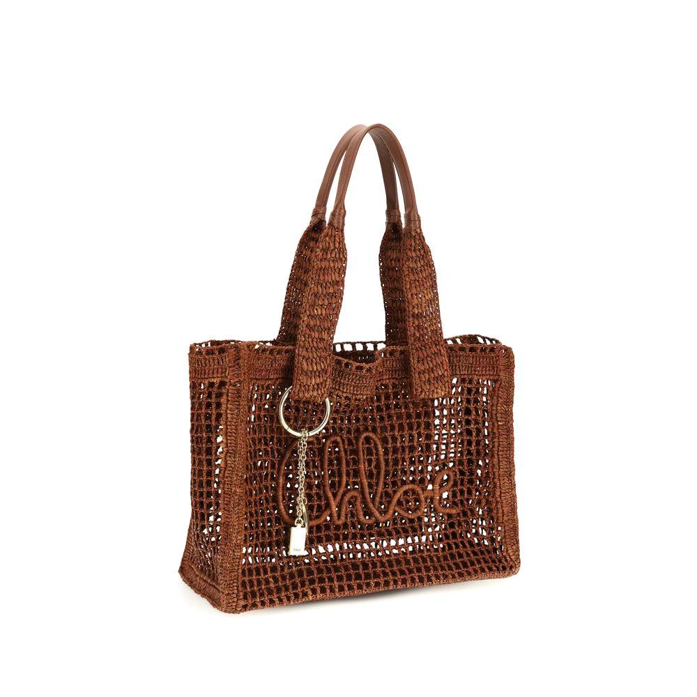 Chloé Brown Raffia Shoulder Bag