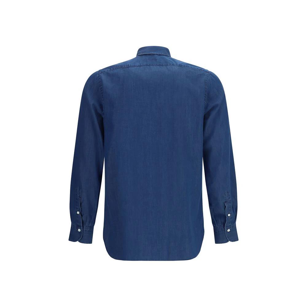 Finamore Blue Cotton Shirt
