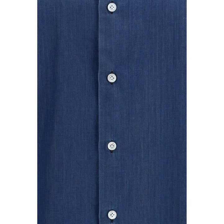 Finamore Blue Cotton Shirt