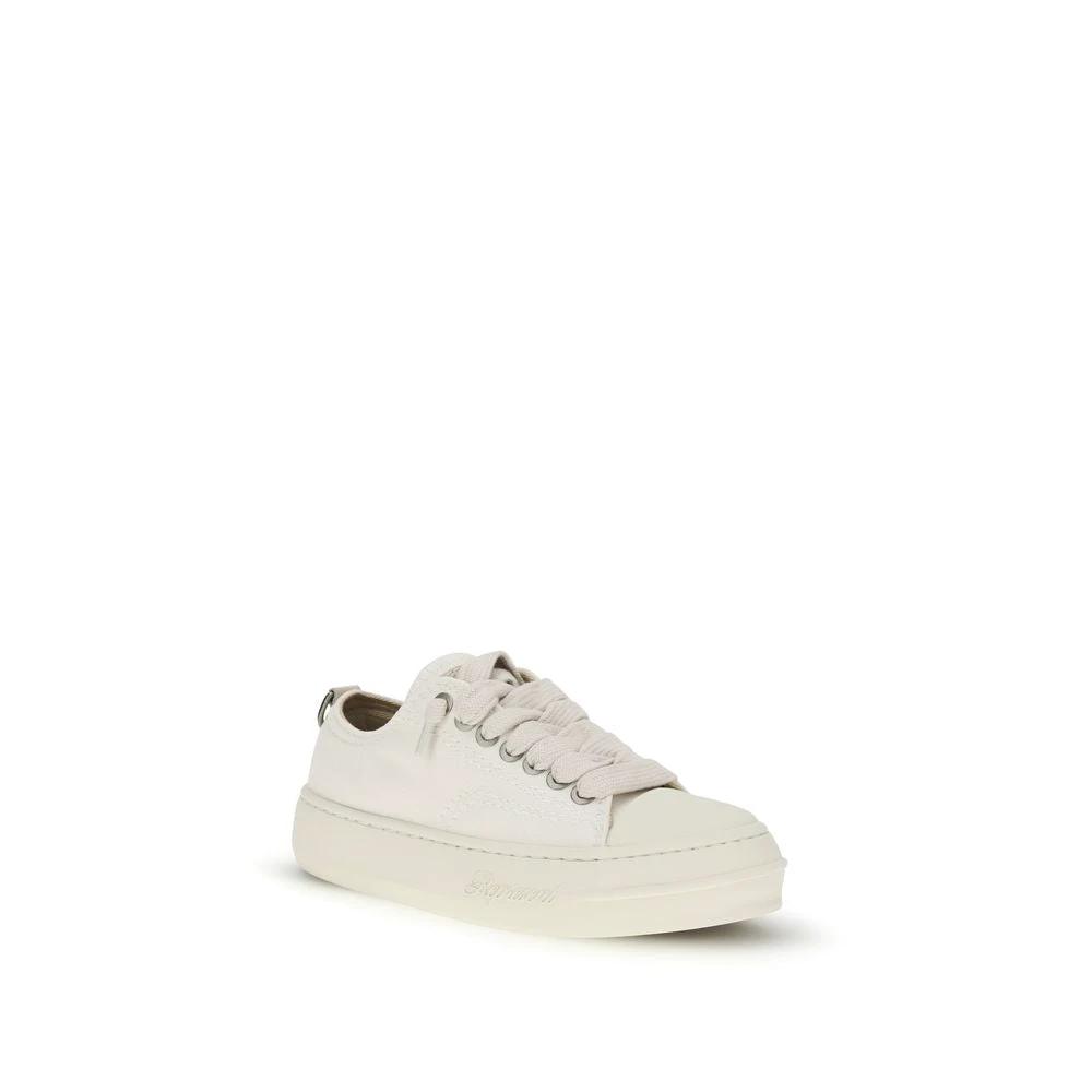 Represent White Cotton Low Top Sneakers