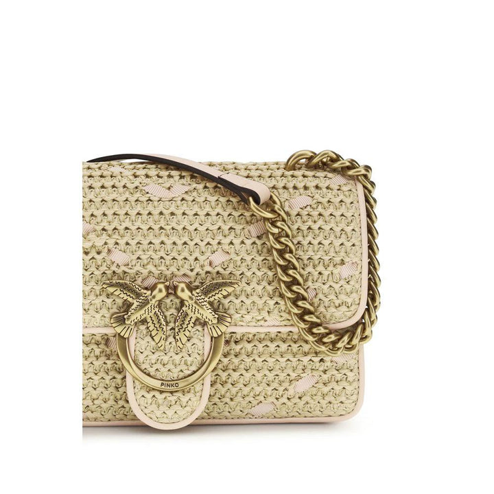 PINKO Beige Raffia Shoulder Bag