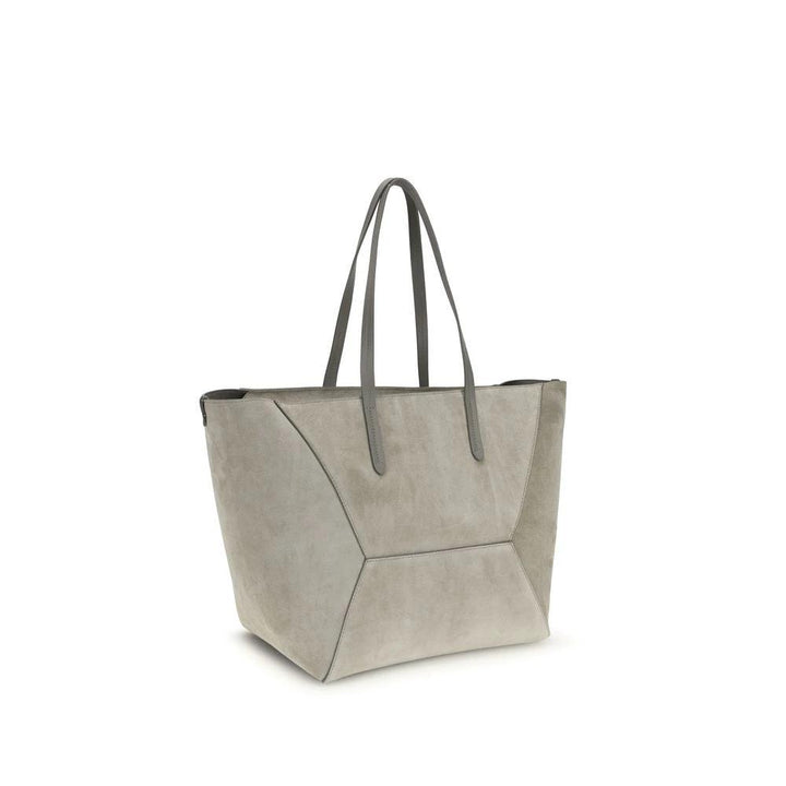 Brunello Cucinelli Gray Calf Leather Bos Taurus Shoulder Bag
