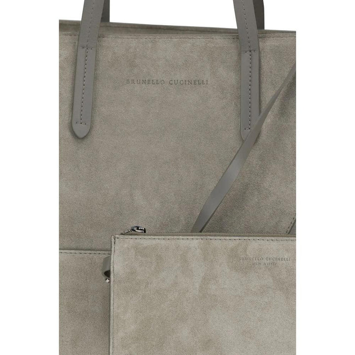Brunello Cucinelli Gray Calf Leather Bos Taurus Shoulder Bag
