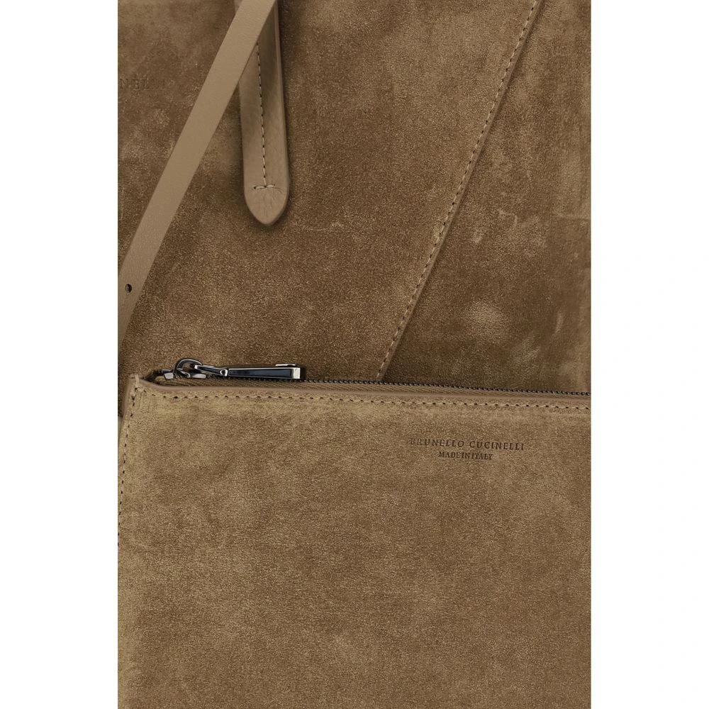 Brunello Cucinelli Beige Calf Leather Bos Taurus Shoulder Bag