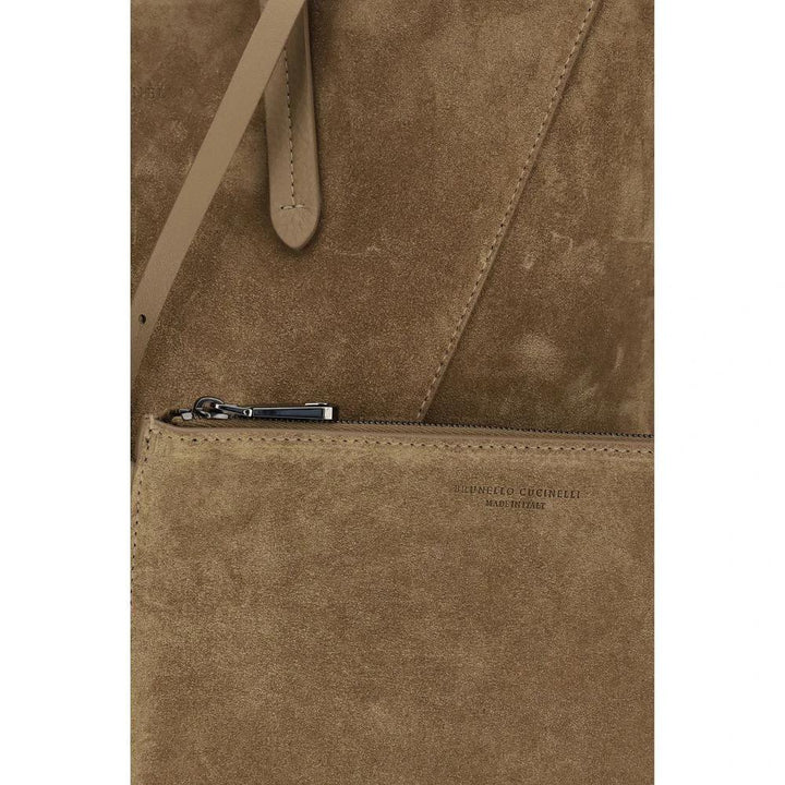 Brunello Cucinelli Beige Calf Leather Bos Taurus Shoulder Bag
