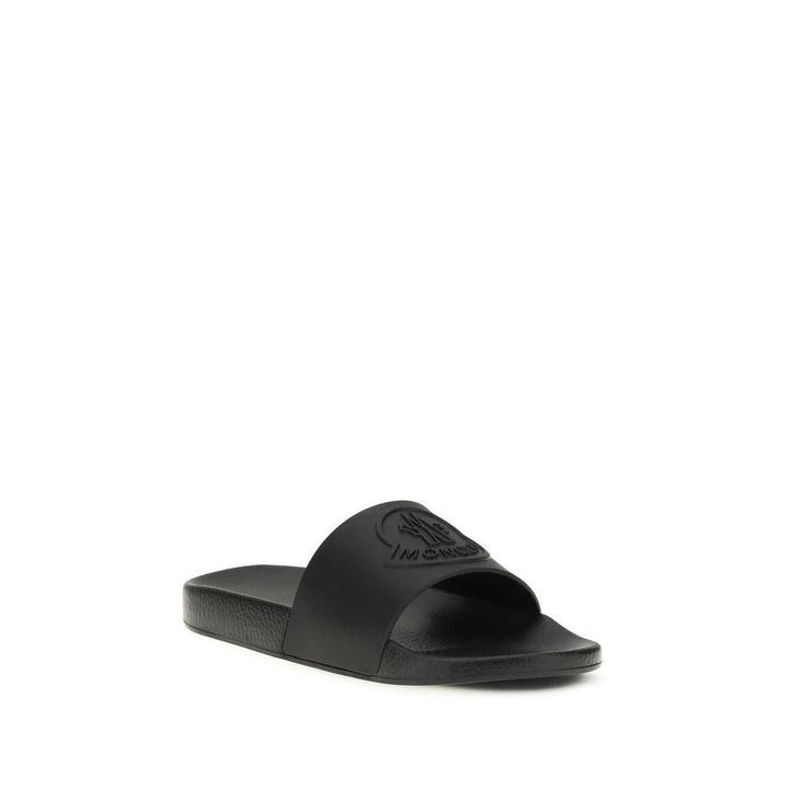 Moncler Black Rubber Slippers