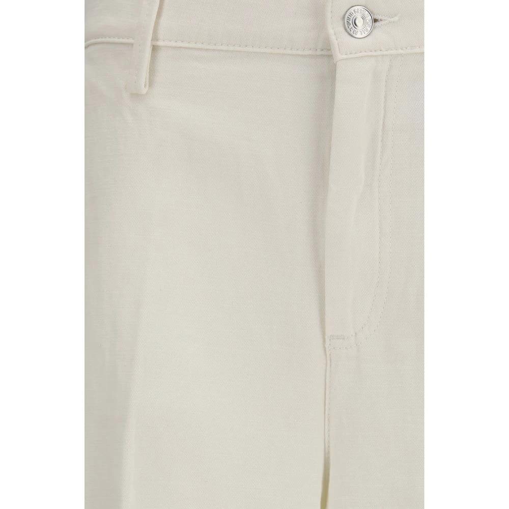 7FOR White Cotton Casual Pants