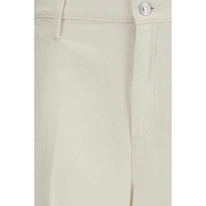 7FOR White Cotton Casual Pants