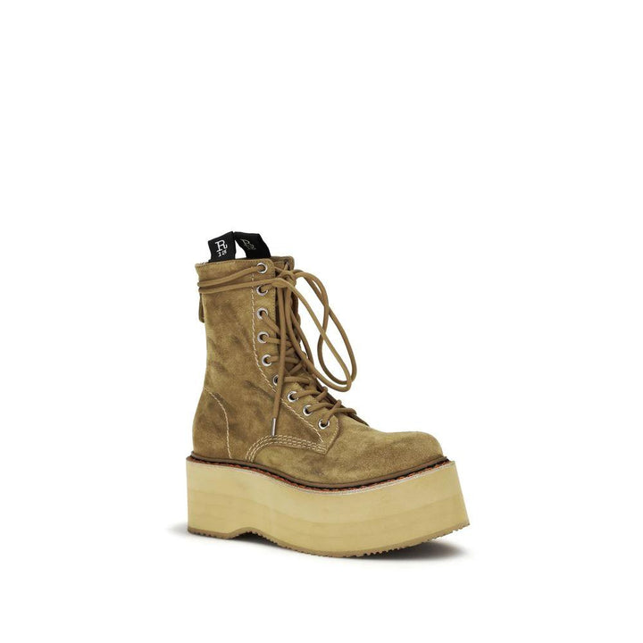 R13 Bicolor Suede Leather Lace-Up Boots