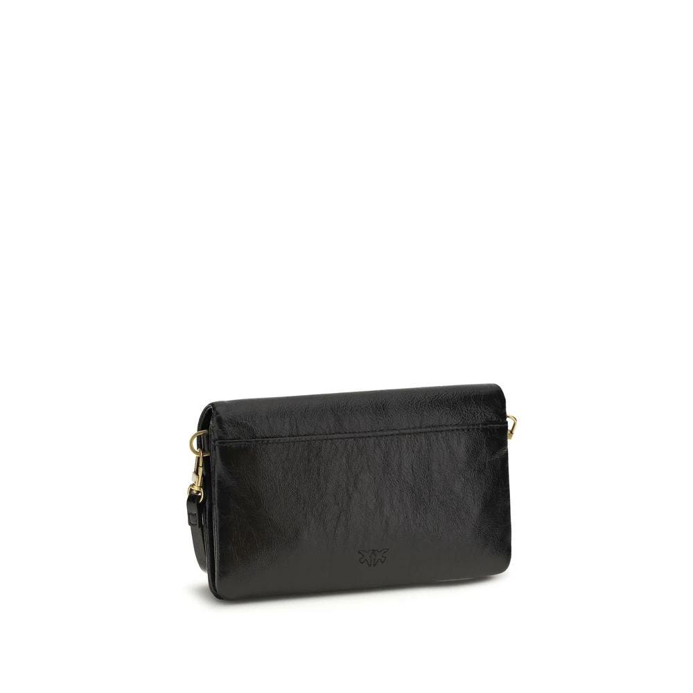 PINKO Black Goatskin Shoulder Bag