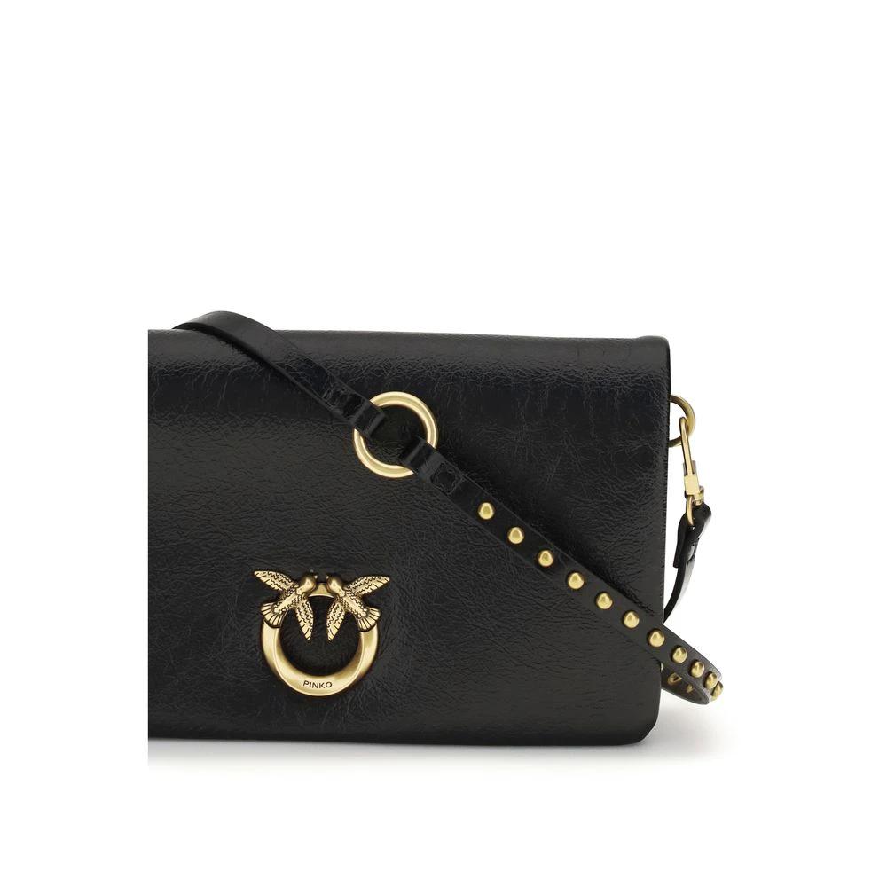 PINKO Black Goatskin Shoulder Bag
