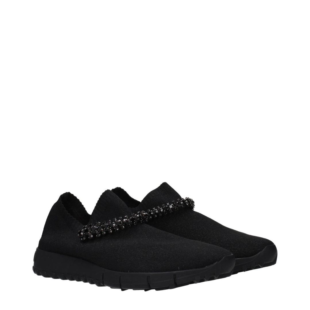 Jimmy Choo Black Fabric Slip-On Loafers