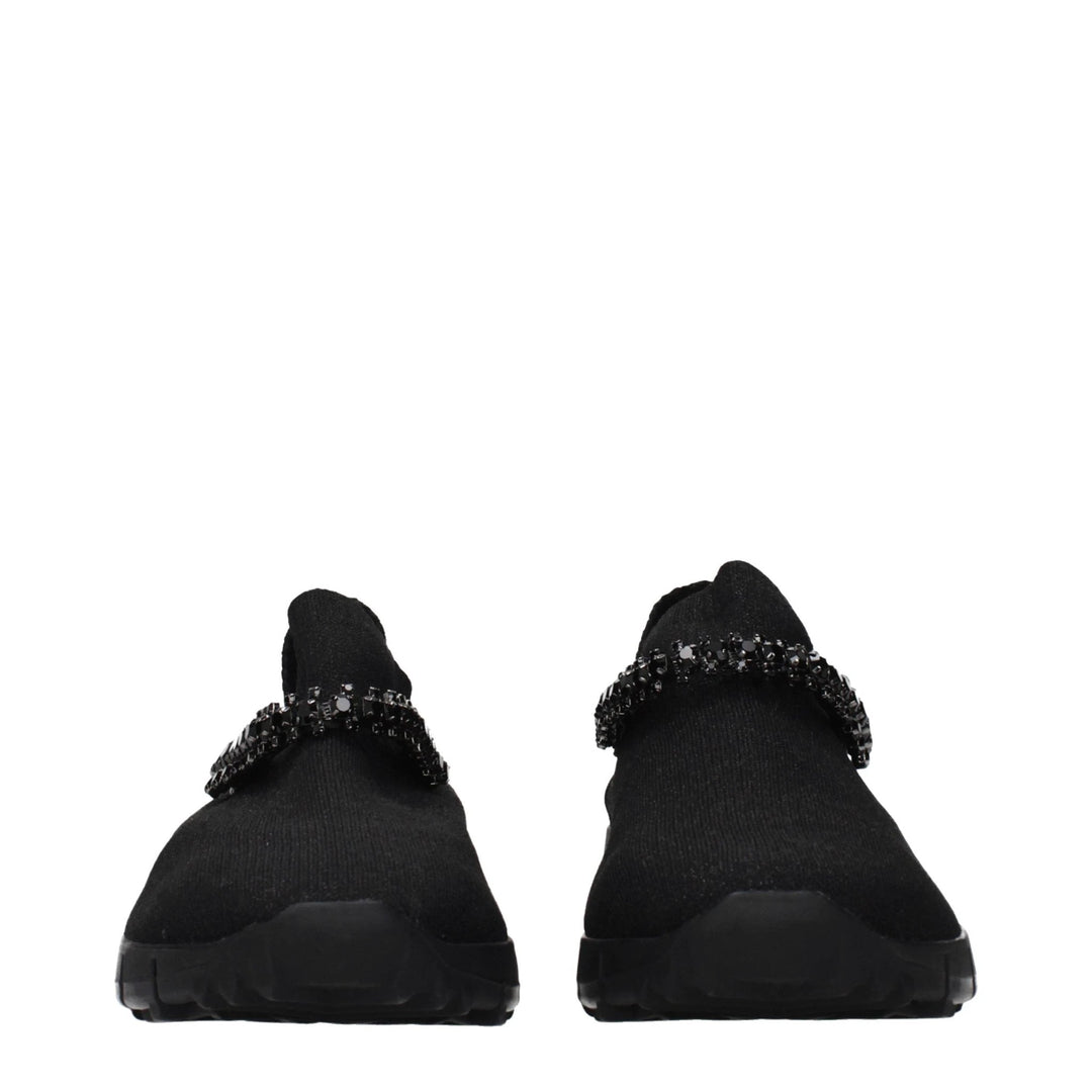 Jimmy Choo Black Fabric Slip-On Loafers