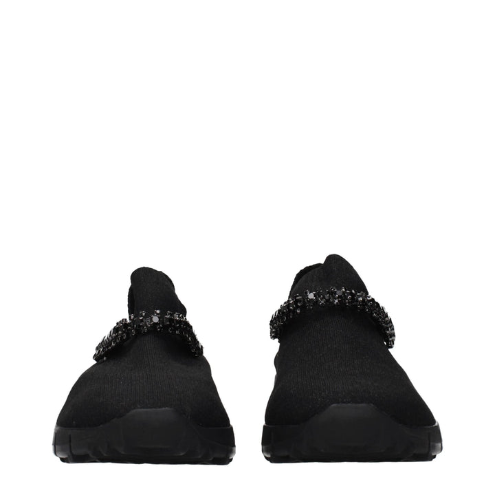 Jimmy Choo Black Fabric Slip-On Loafers